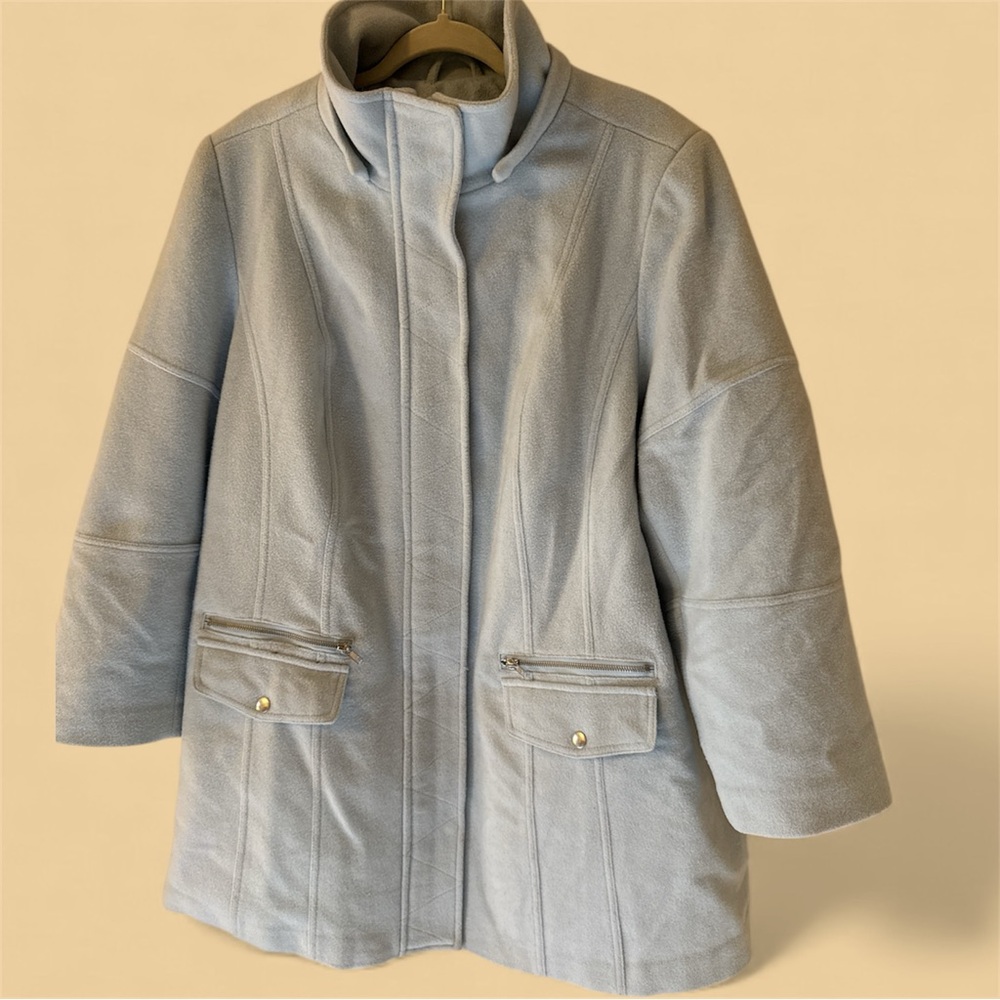 Roaman's Elegant Blue/Gray Trench Pea Coat